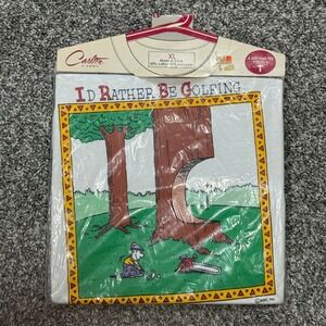 NOS Vintage 80s Carlton Cards "Id Rather Be Golfing"‎ T-Shirt Mens XL Deadstock